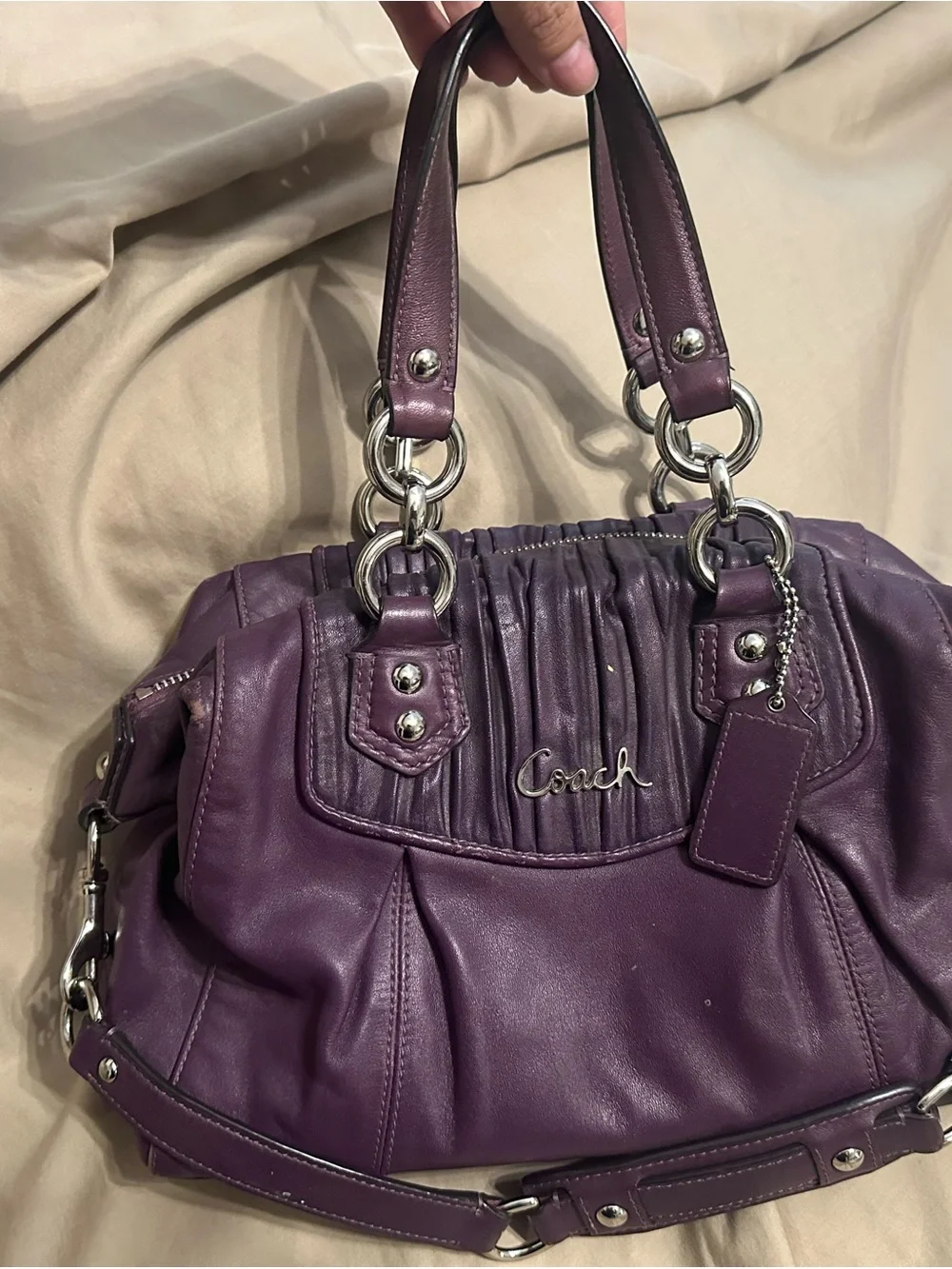 Coach Plum leather Coach Ashley Leather Satchel Handbag